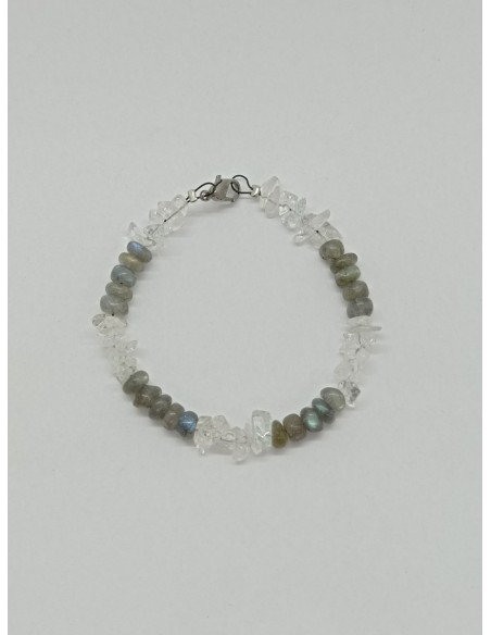 Bracelet Cristal de Roche et Labradorite - Collection Câble et Chips
