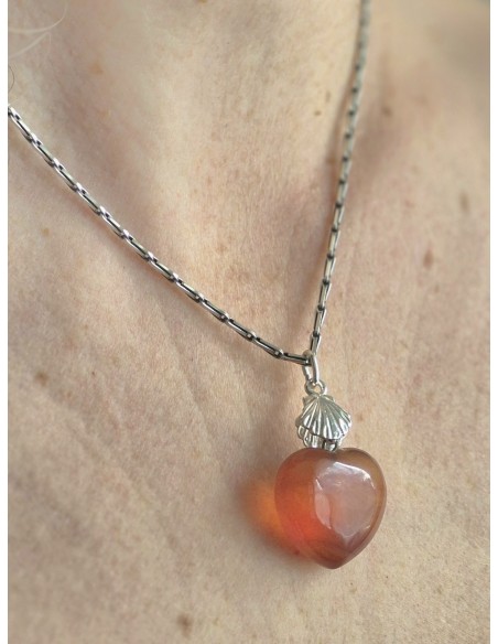 Pendentif Coquille St Jacques et son coeur - argent 925