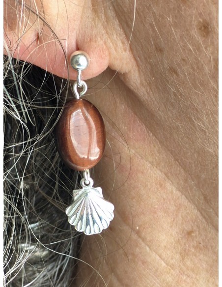 Boucles d'Oreilles Œil de Taureau et sa Coquille St Jacques