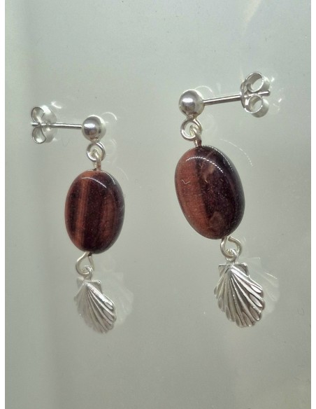 Boucles d'Oreilles Œil de Taureau et sa Coquille St Jacques