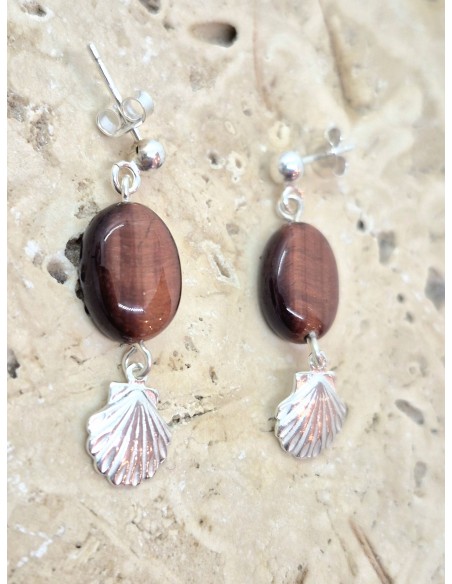 Boucles d'Oreilles Œil de Taureau et sa Coquille St Jacques