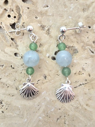 Boucles d'Oreilles Aigue marine...