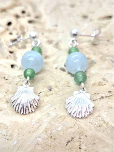 Boucles d'Oreilles Aigue marine...