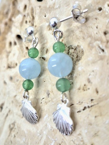 Boucles d'Oreilles Aigue marine...