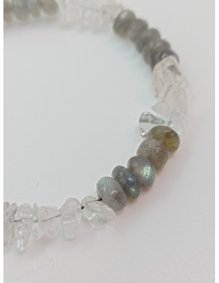 Bracelet Cristal de Roche et Labradorite - Collection Câble et Chips